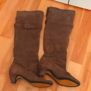 Sam Edelman slouchy dark gray suede knee high boots size 9.5